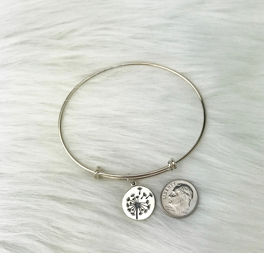 Wishes Come True Daughter In Law Gift Sterling Dandelion Bangle – Jen ...