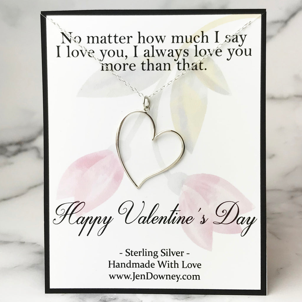 Romantic Valentine Gift Idea For Her Love You More Sterling Silver Hea Jen Downey