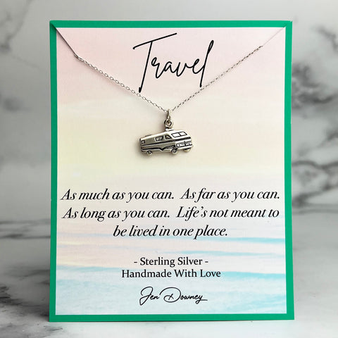 Travel As Much As You Can Quote Airplane Necklace
