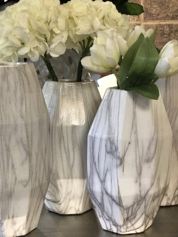 Faux Marble Geometric Vases