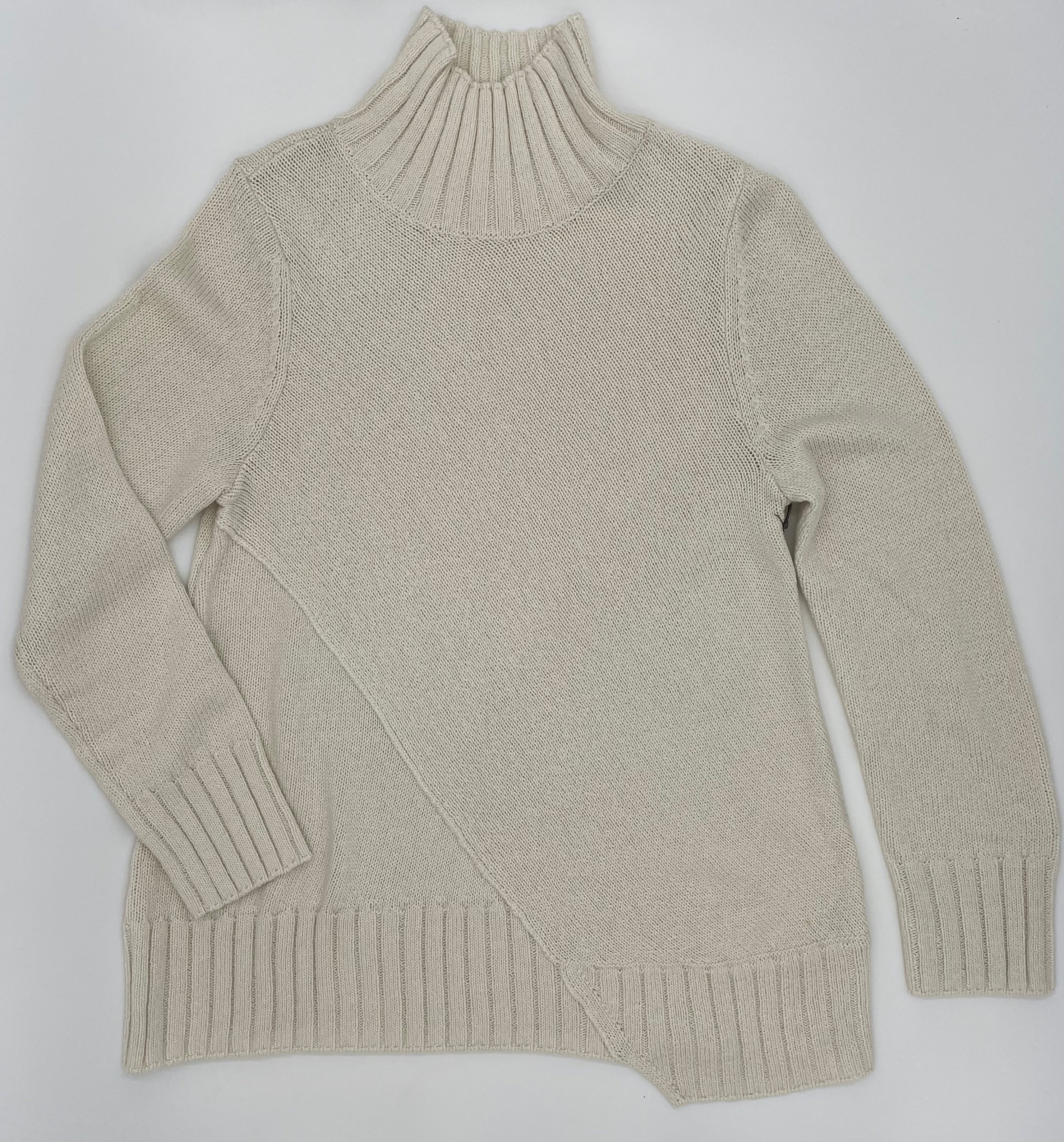 Asymmetrical T-Neck Sweater, Winter White