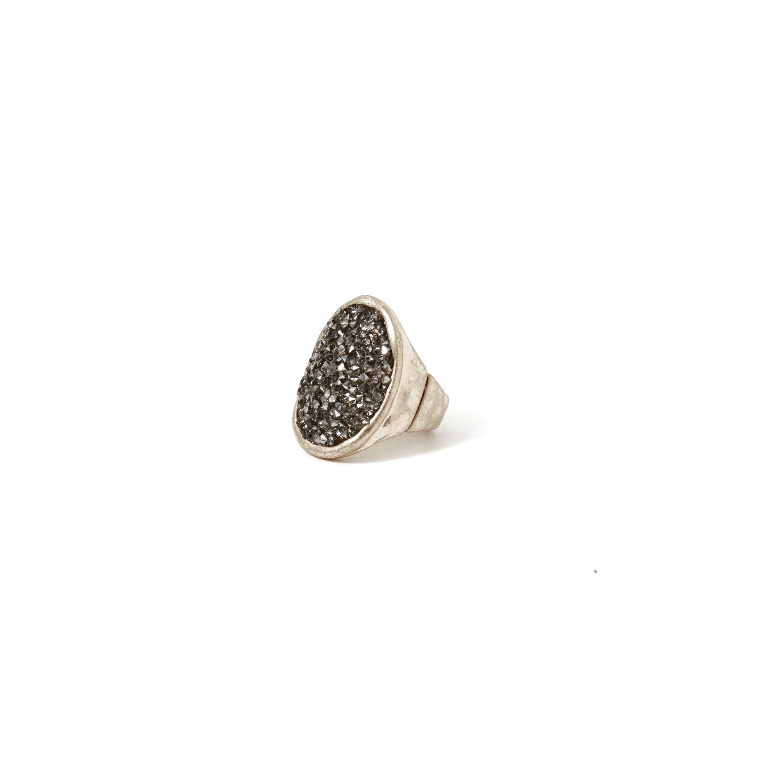 Shimmer Silver Oval Ring