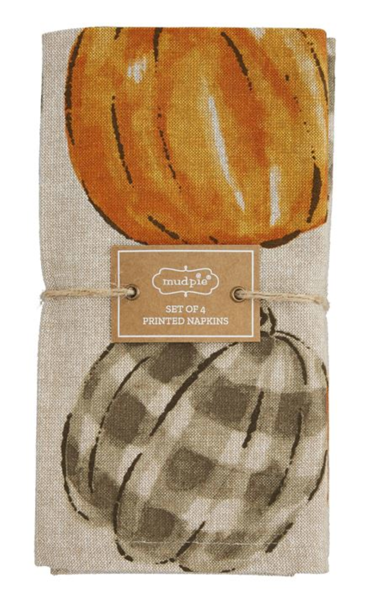 Grey Check Pumpkin Napkins