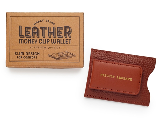 leather money clip card case