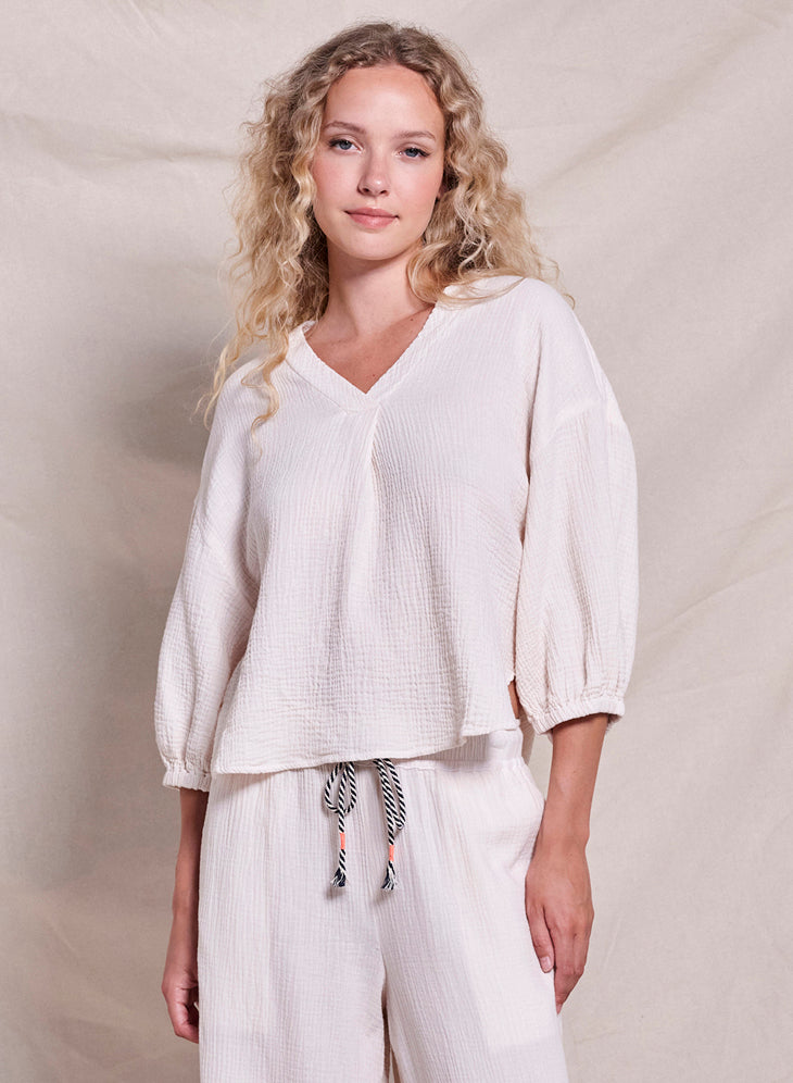 Double Guaze V Neck Blouse