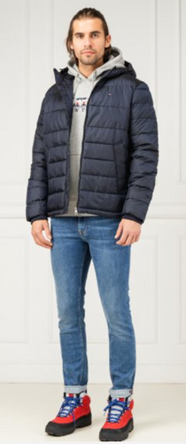 hilfiger two tone hooded bomber