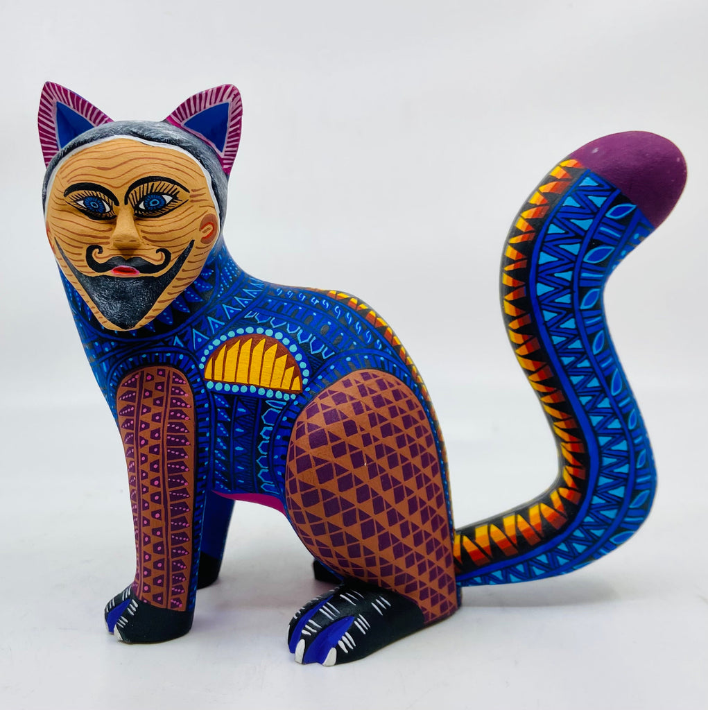 Handcrafted Ceramic Alebrije Cat Mask with Painted Details, 'Feline  Imagination