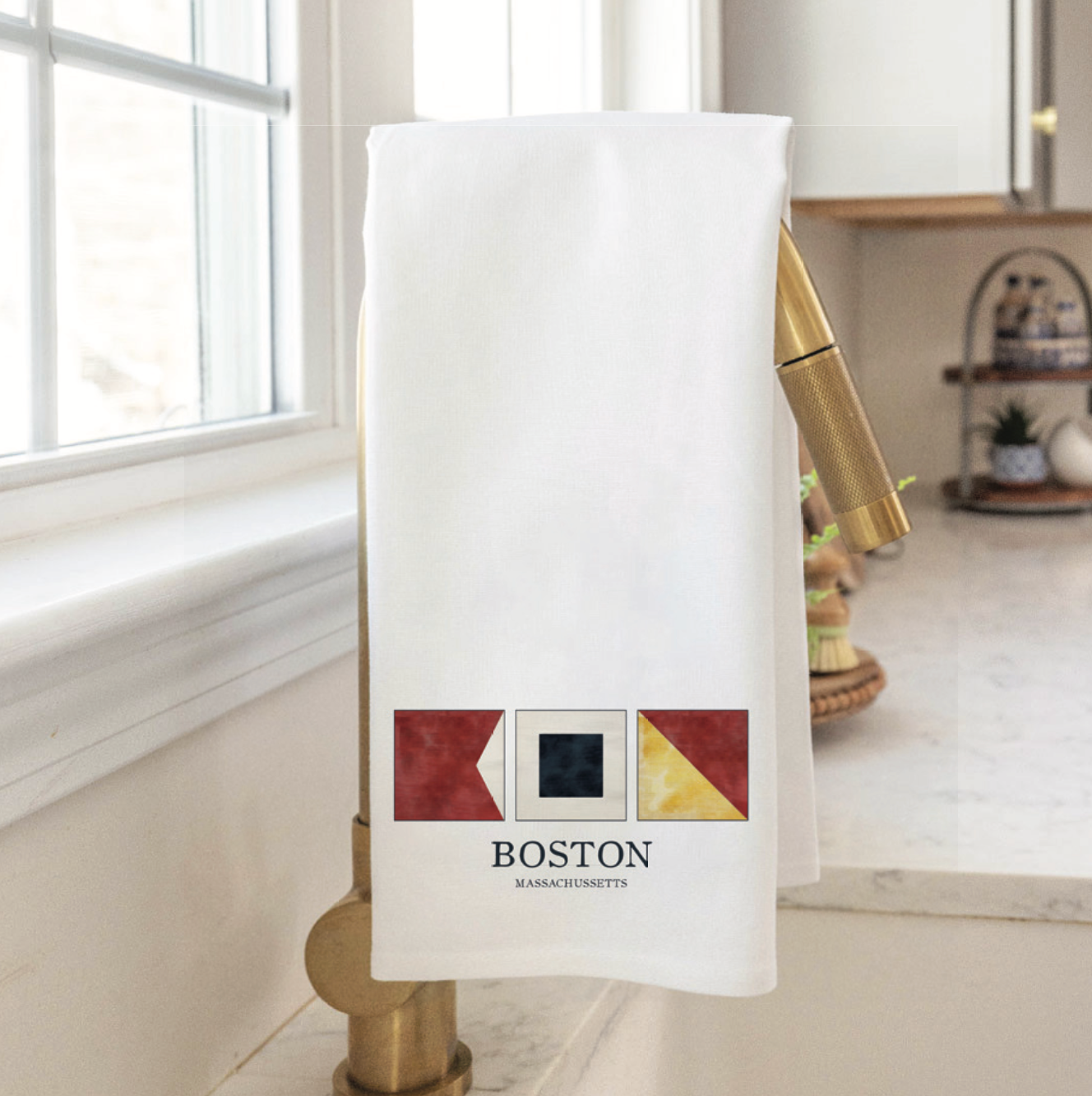 Boston Nautical Letters Tea Towel - Rustic Marlin product image