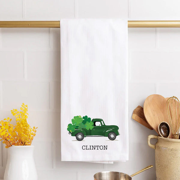 Shamrock Truck Personalized Tea Towel
