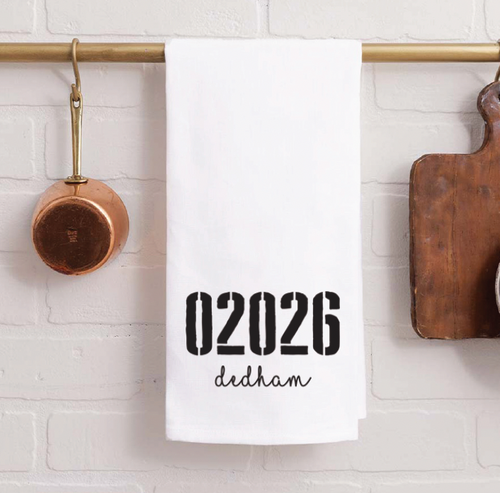 City, State, Coordinates Tea Towel - Personalized Kitchen Towel