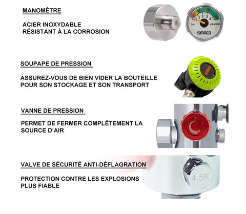 petite bouteille de plongée - 1l - smaco - s400 détails (2)