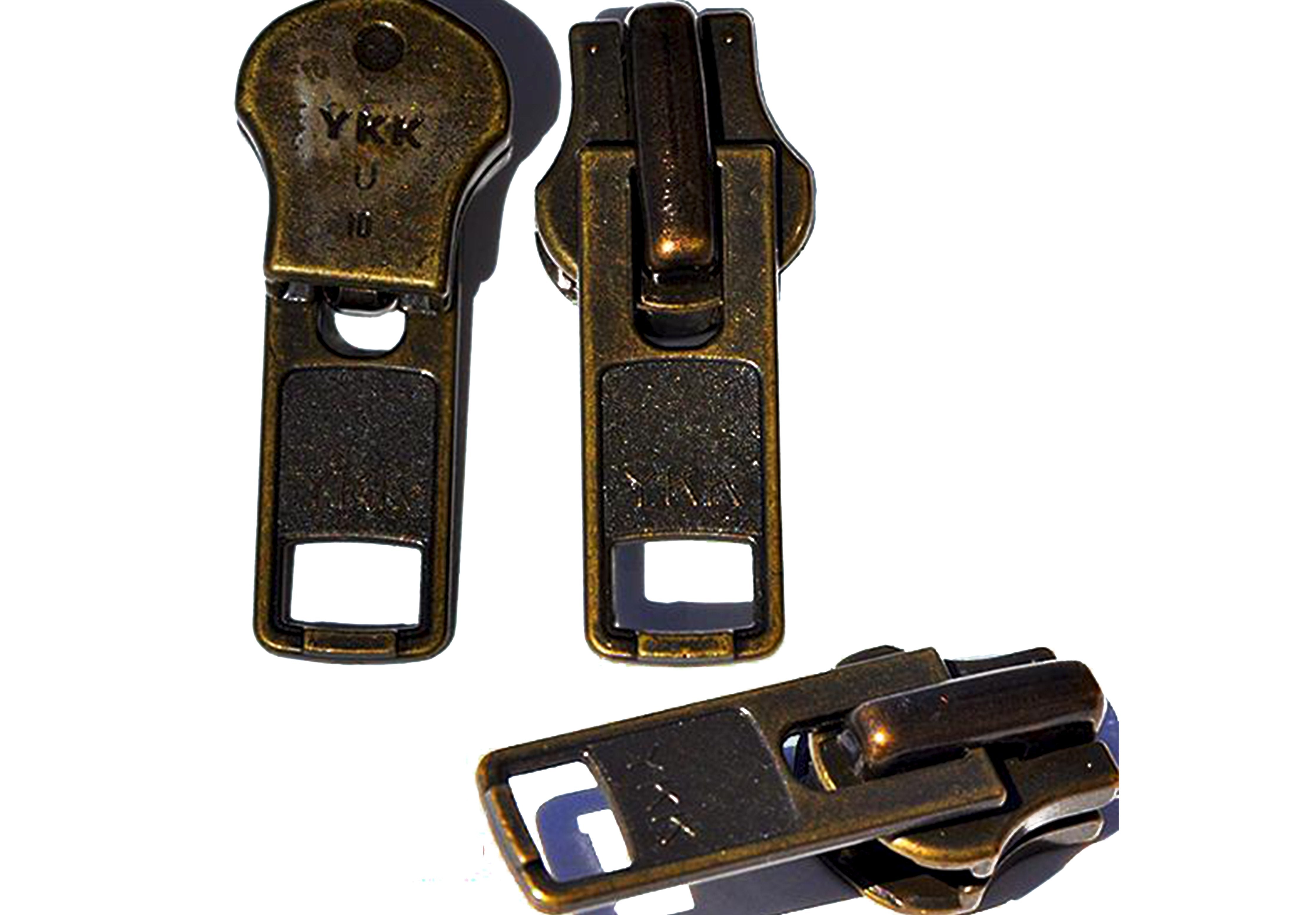 Zipper Repair Kit - #5 Brass YKK Zipper Pulls - Auto Locking Long Pull  Slider - Fancy Zipper Slider Replacement - 12 Pulls Per Pack - Made in The