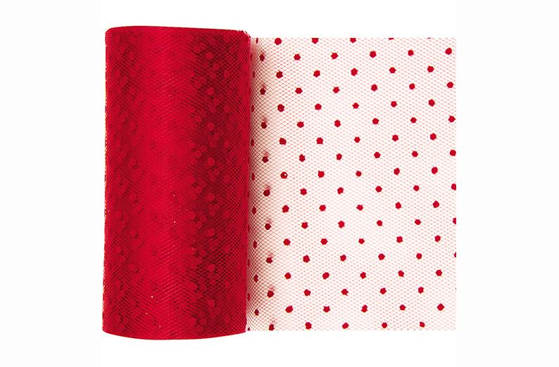 Red Polka Dot Tulle Decor - 6 x 25 Yards, Fabric Netting Ribbon — GiftWrap  Etc