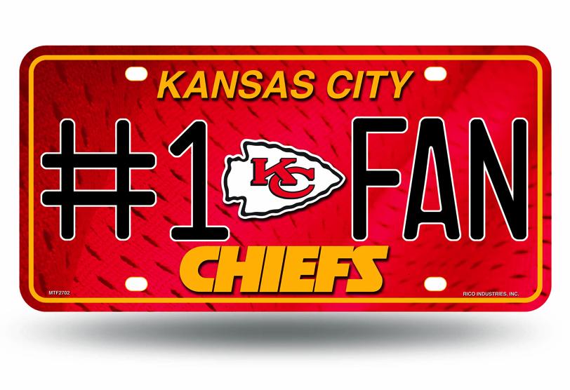 Kansas City Chiefs NFL #1 Fan Metal License Plate