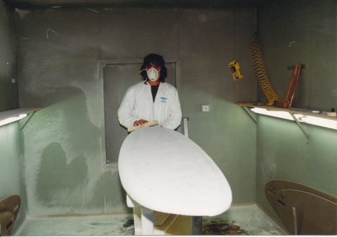 Jozef from CrazyFly making a windsurf board