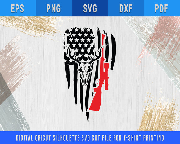 Download Deer Skull Hunting American Flag Svg Cricut Silhouette Dxf Png Eps Heaven Fair