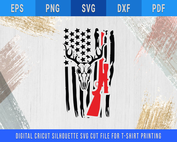 Download Deer Skull Hunting American Flag Svg Cricut Silhouette Dxf Png Eps Heaven Fair