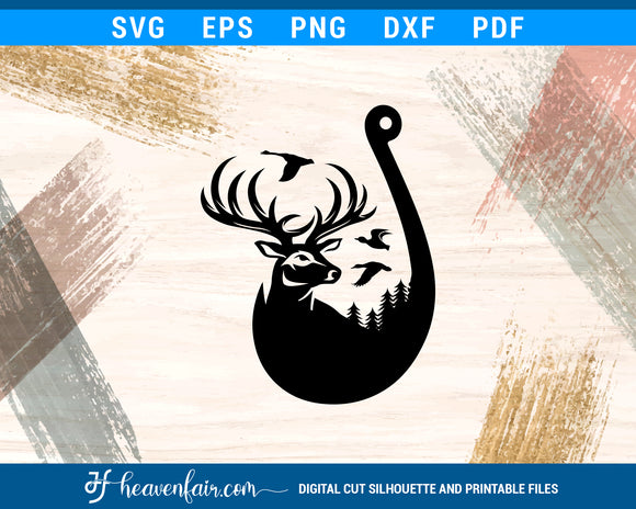 Download Duck Deer And Hook In Hunting Fishing Svg Heaven Fair