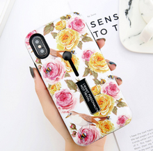 Load image into Gallery viewer, USLION For iPhone X Flower Phone Case For iPhone 7 8 6 6s Plus Rose Floral Marble Image Back Cover Hide Ring Stand Holder Cases
