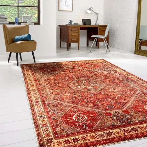 Anti-Stain Traditional Rug Mashad Red