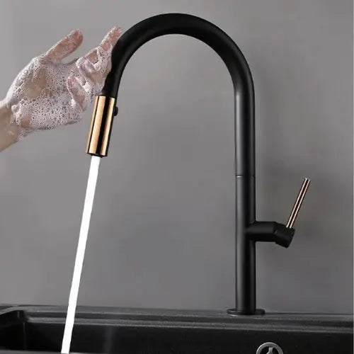 Black & Gold Single Handle Touch Kitchen Mixer