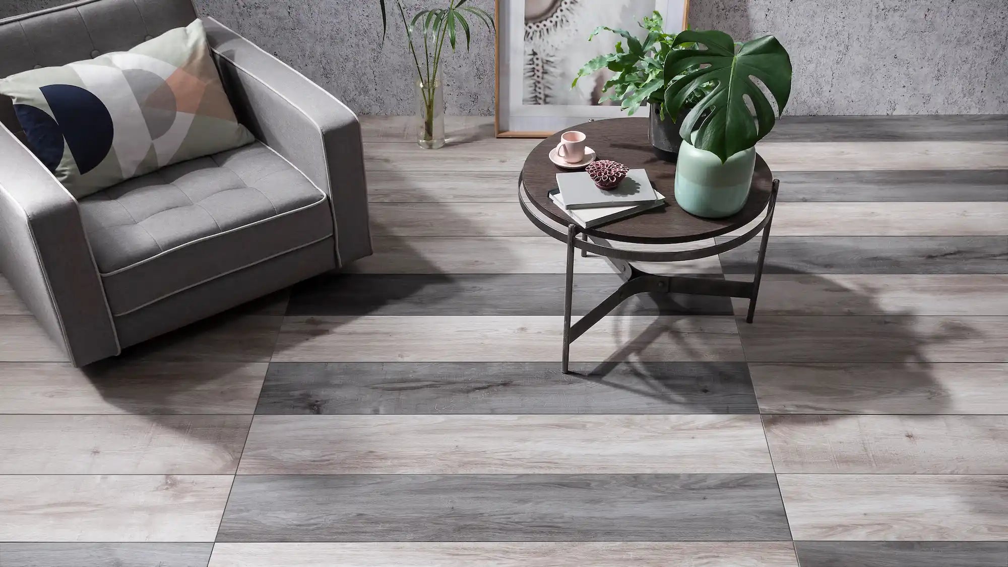 Grey living room flooring