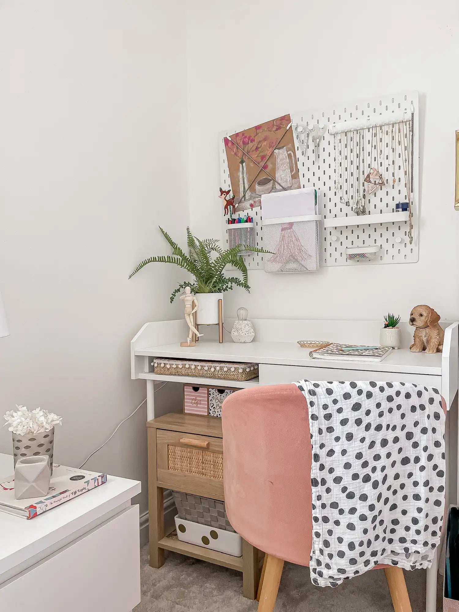 Grey and Pink Home Office
