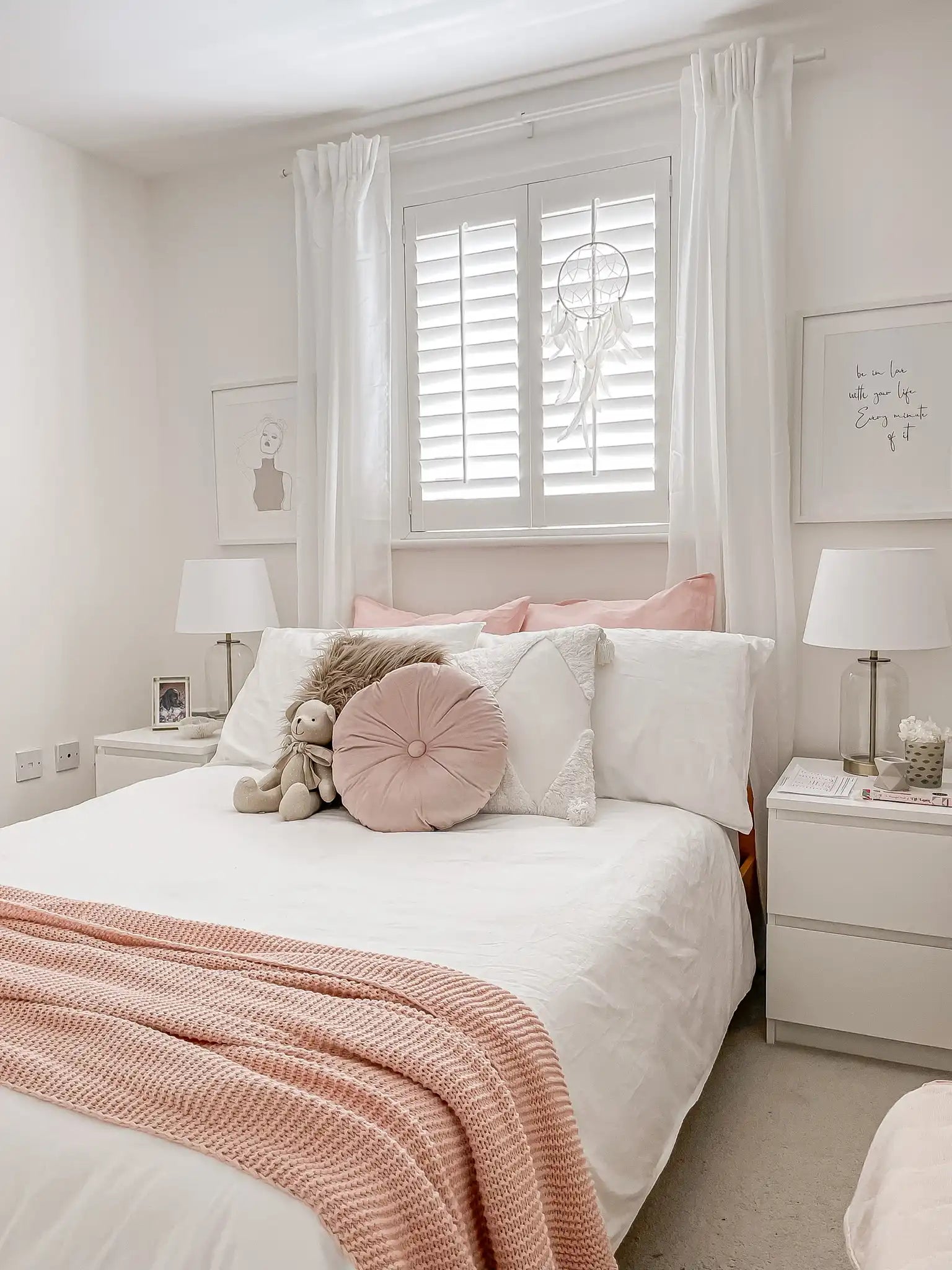 Pink and Grey Small Bedroom