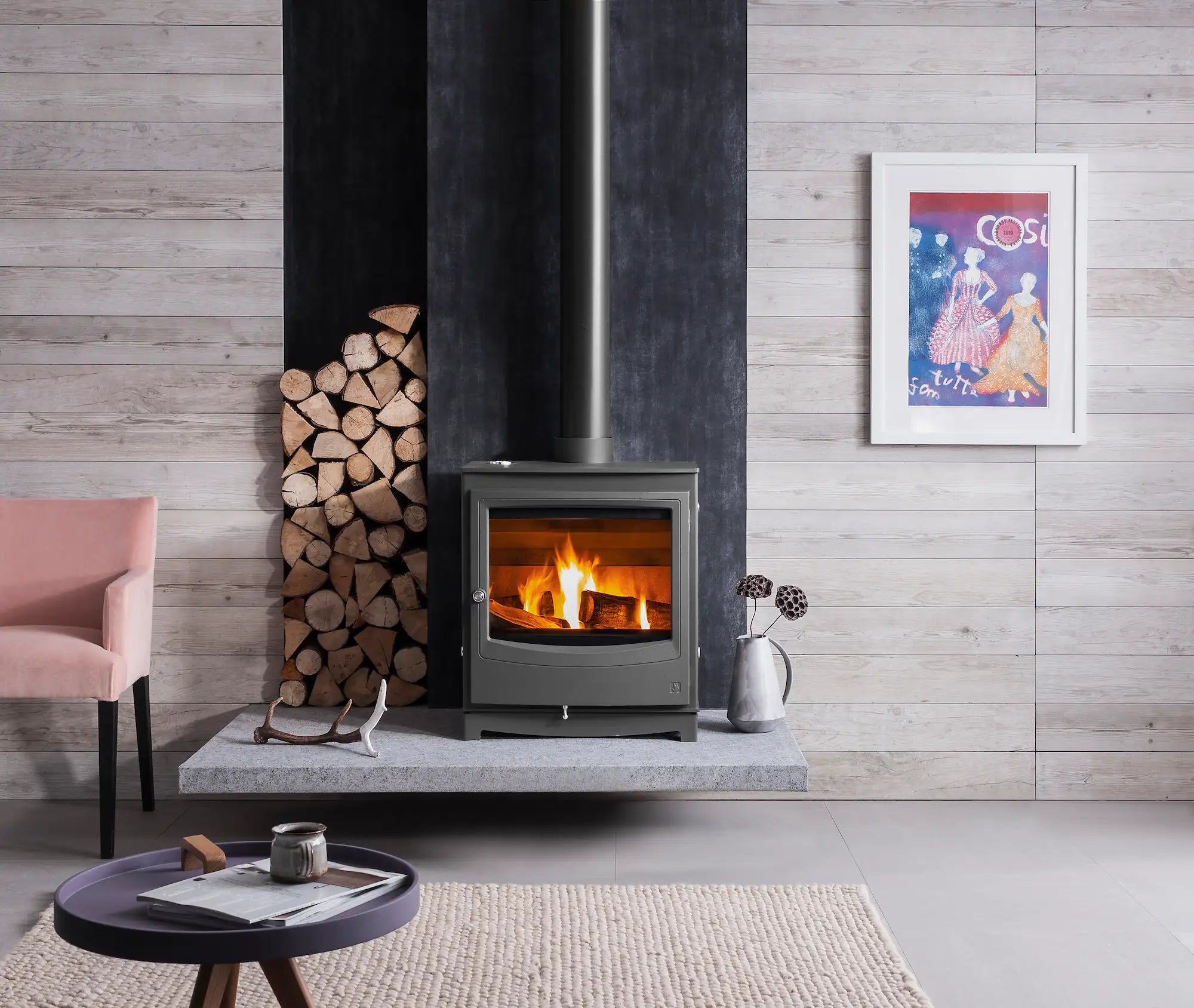 Slate grey wood burning stoves