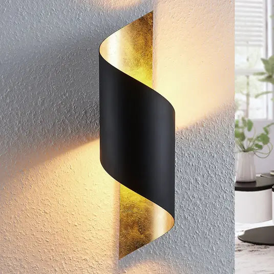 Vanni Metal Wall Light, Twisted, Black And Gold