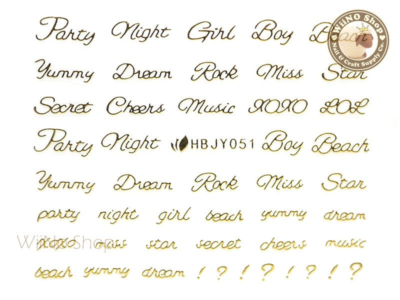 Gold Alphabet Initial Adhesive Nail Sticker Nail Art - 1 pc (TY037G-TY –  WiiNo Shop