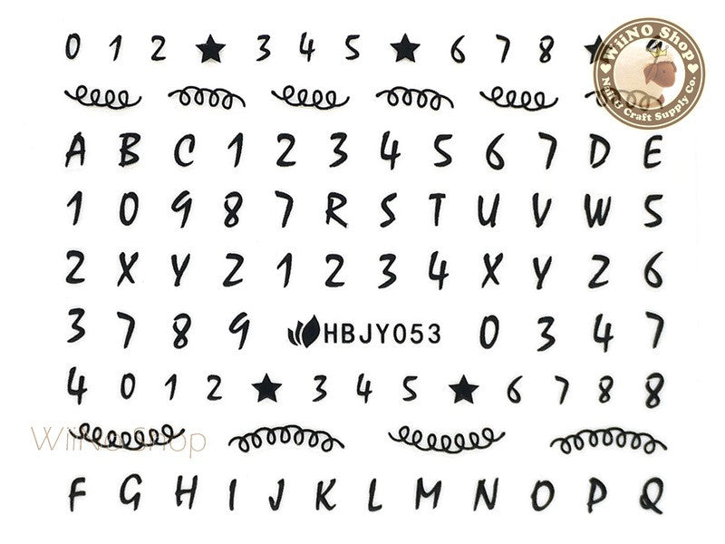 NAIL STICKER Font, Black Alphabet #XF3359 - TDI, Inc