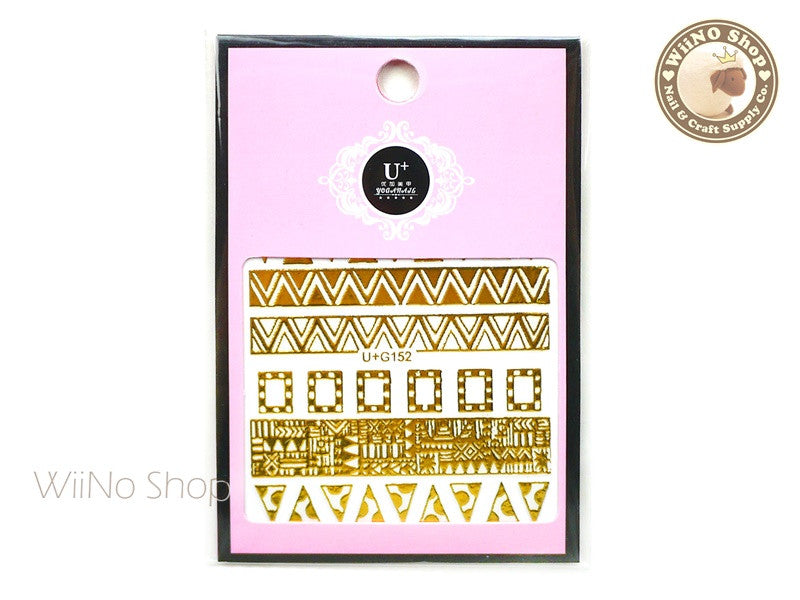 Gold Geometric Pattern Adhesive Nail Art Sticker - 1 pc (U+G152 ...