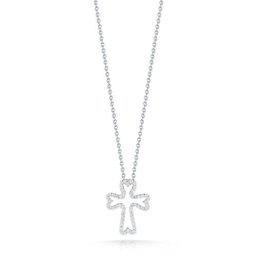 Roberto Coin Tiny Treasures Diamond Small Cross Necklace 000732AWCHX0