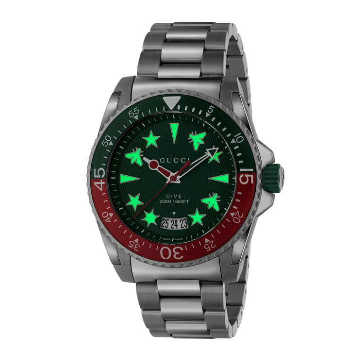 Gucci Dive 45mm Green and Red Men's Watch YA136222