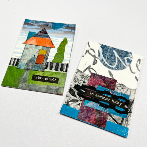 picture of two artist trading cards with collage