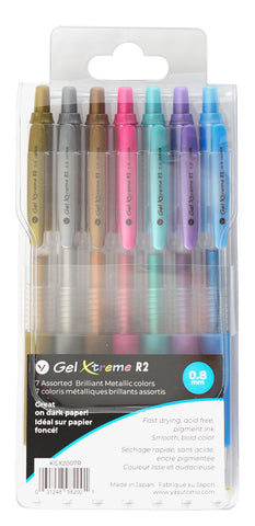 package of Y&C Gel Xtreme R2 retractable metallic gel pens