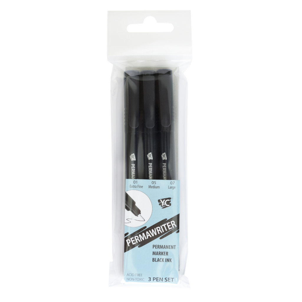 Y&C Calligraphy Markers - Black, Set of 3