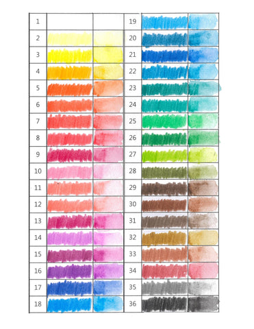 100 Colored Pencils Swatch Chart