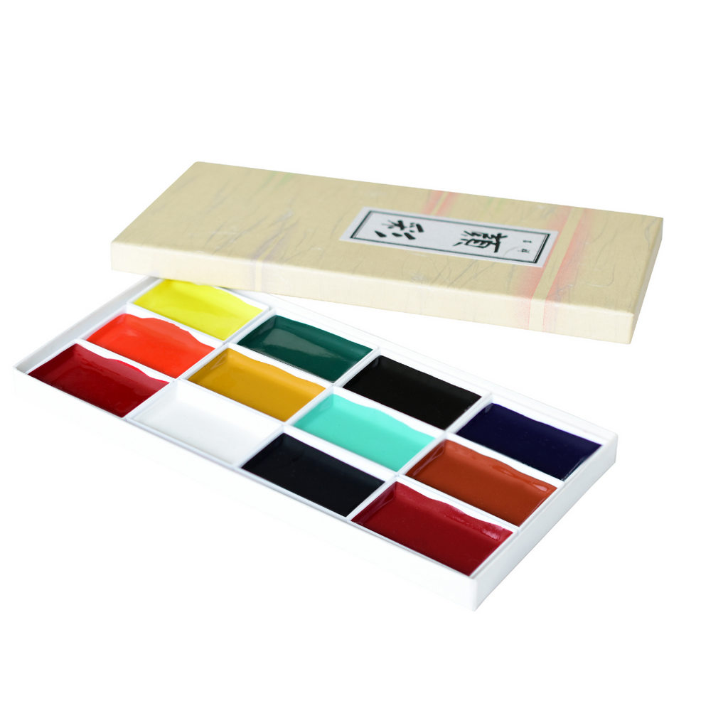 Yasutomo Traditional Chinese Watercolor 12 Color Set - Artist & Craftsman  Supply