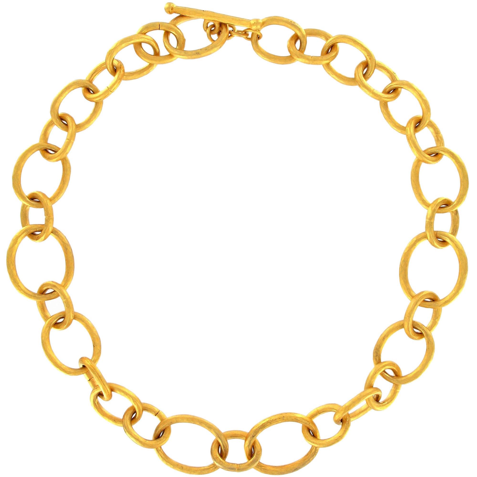 Gold Hammered Chunky Link Necklace 