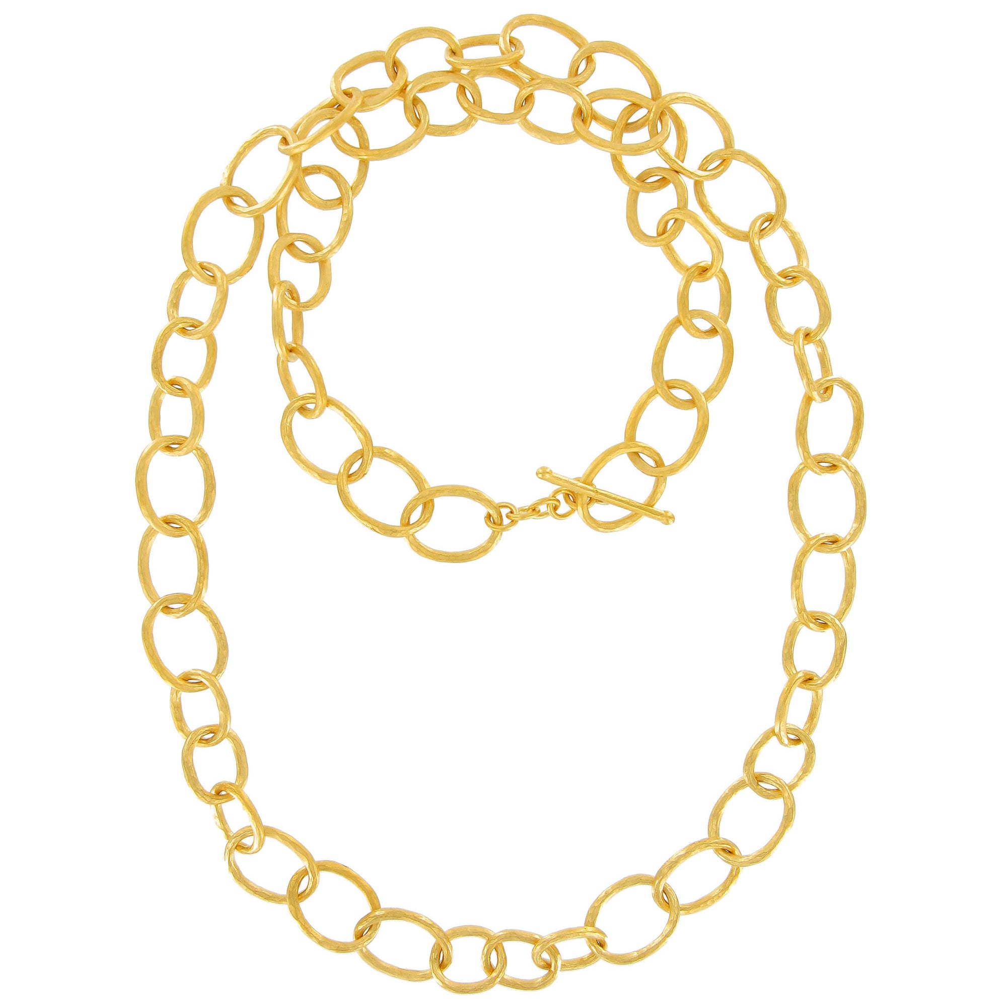 Gold Long Chunky Link Necklace - Evelyn 