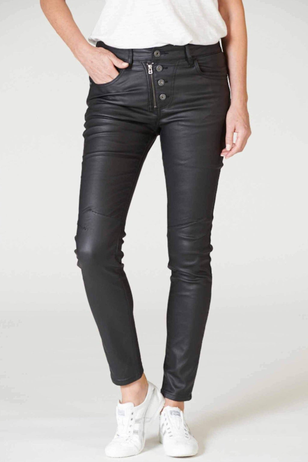 DCD High Waisted Coated Denim Black Jeans – DRICOPER DENIM