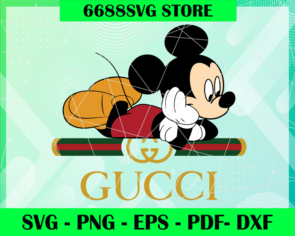 Gucci & Disney Inspired printable graphic art Mickey Mouse SVG, PNG, E