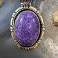 Native American Sterling Silver Oval Charoite Decorated Pendant For Women