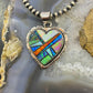 Native American Sterling Heart Shape Multicolor Opal Inlay Pendant For Women - Mountain Of Jewels