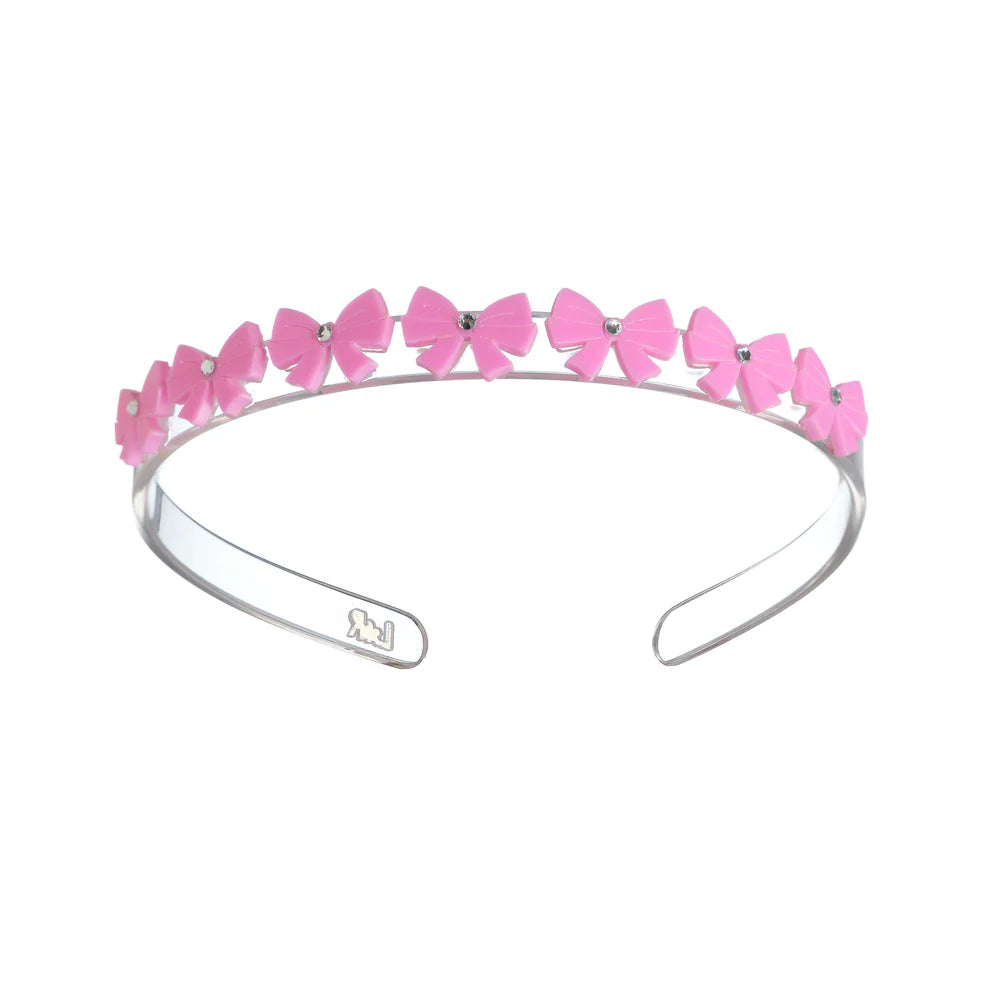 Satin Pink Thin Bow Headband