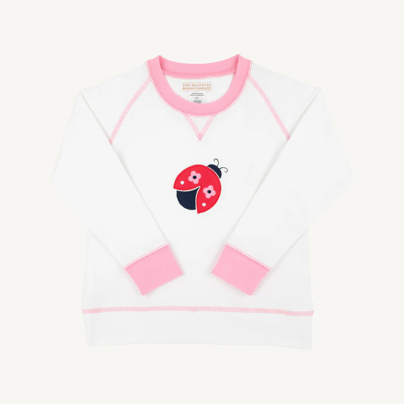 Cassidy Comfy Crewneck- Ladybug Applique