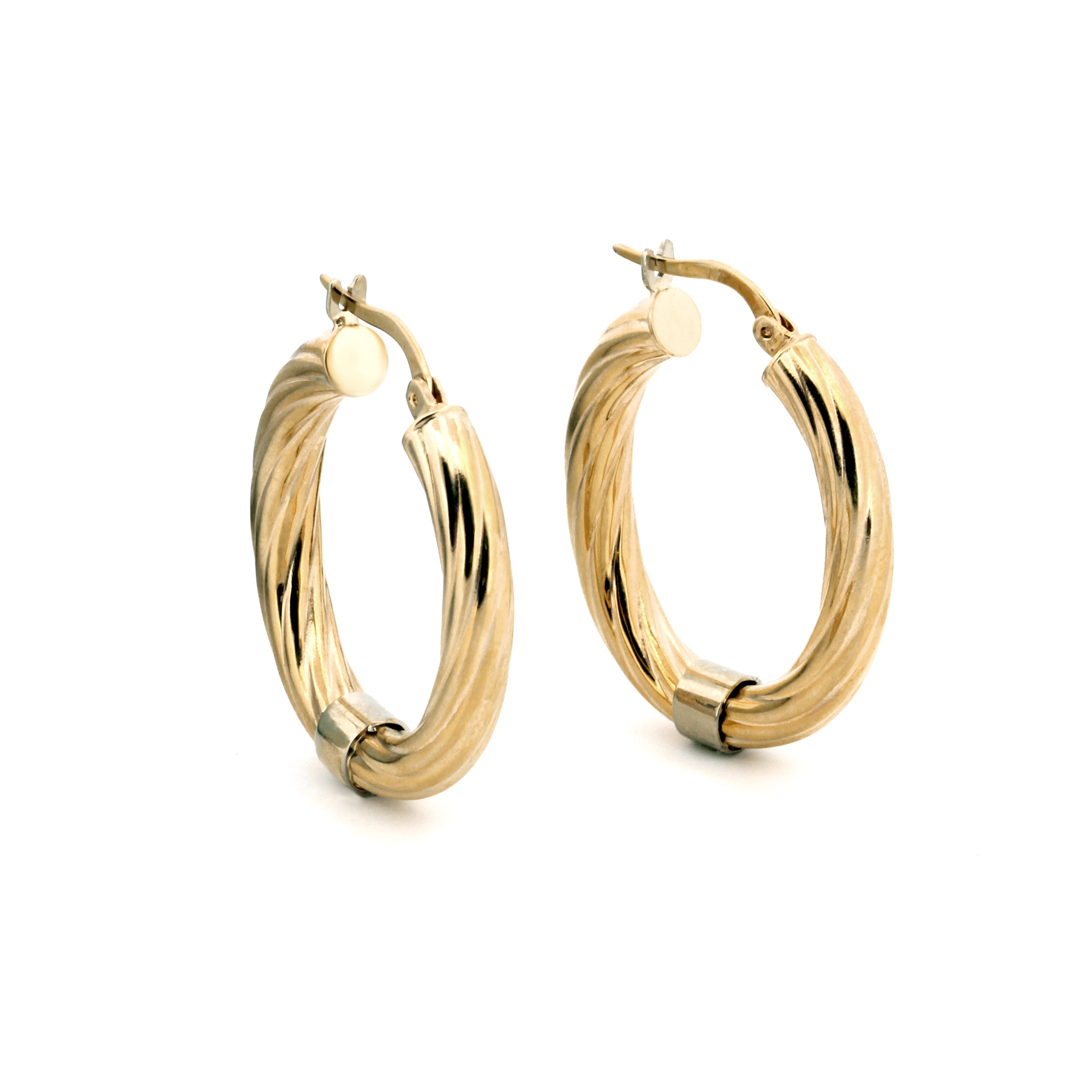 image for Two-Tone Oval Hoop Earrings