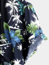 Men's Holiday Floral Print Short Sleeve Cotton Shirt